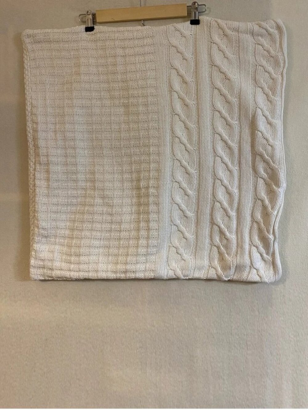 Pottery Barn white 26" x 26" cable rib knit Euro pillow case
